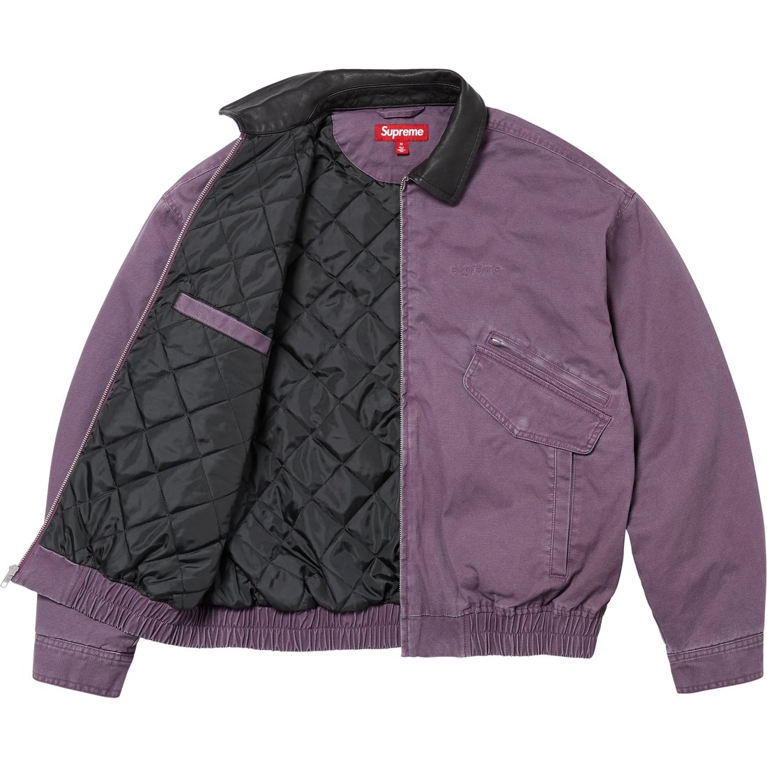 Details on Leather Collar Utility Jacket Dusty Purple from fall winter
                                                    2024 (Price is $238)