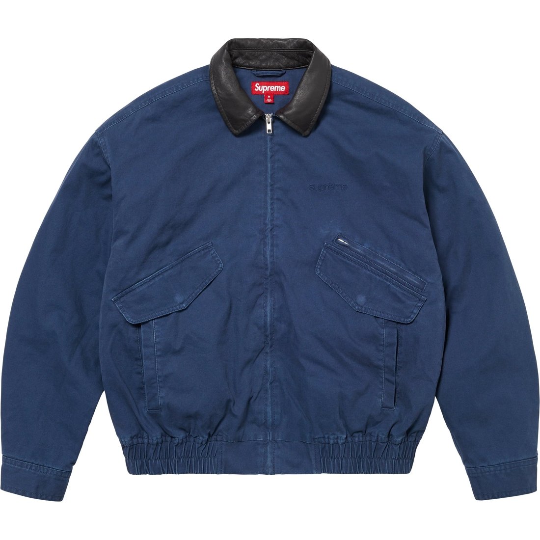 Details on Leather Collar Utility Jacket Navy from fall winter
                                                    2024 (Price is $238)