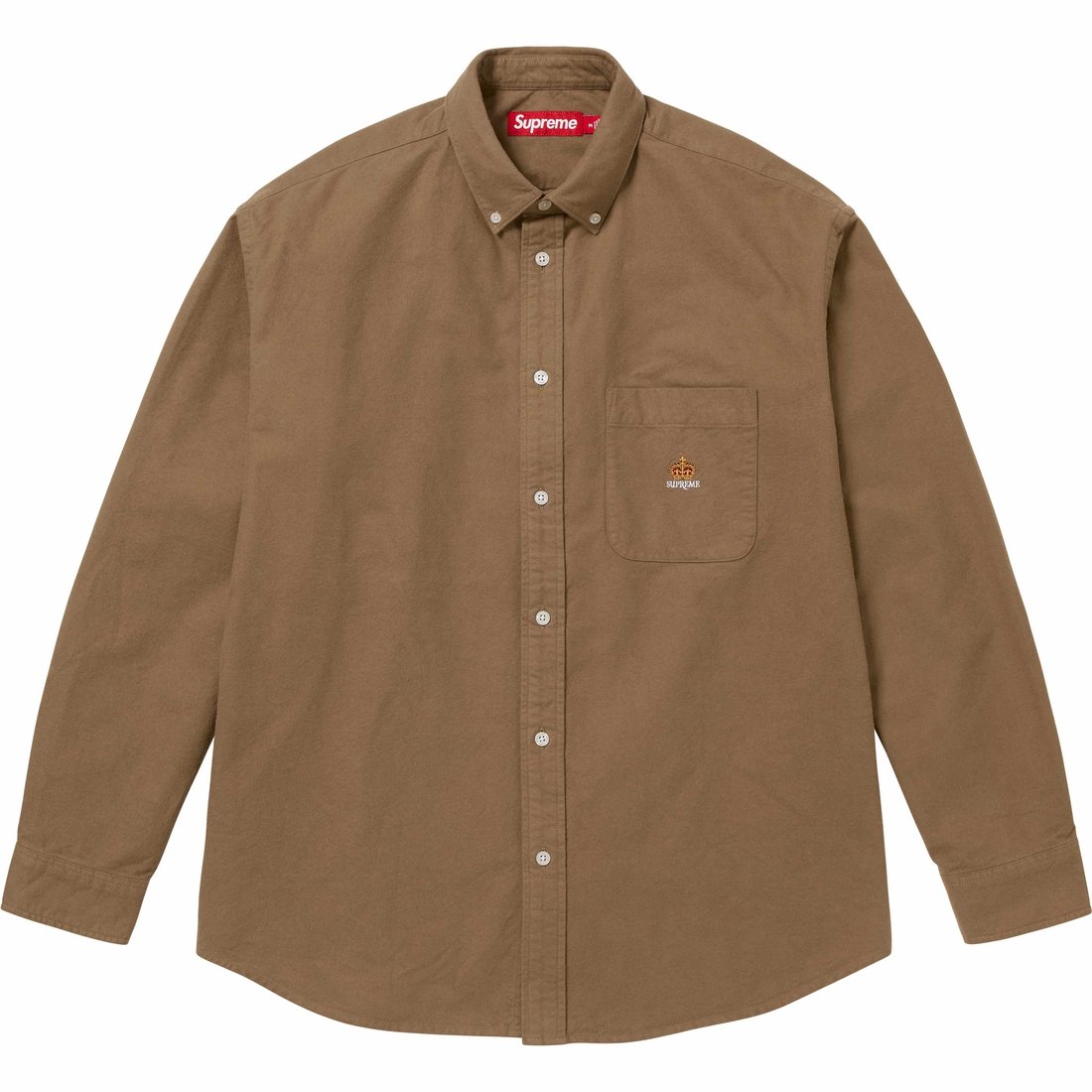 Details on Loose Fit Flannel Oxford Shirt Light Brown from fall winter
                                                    2024 (Price is $138)