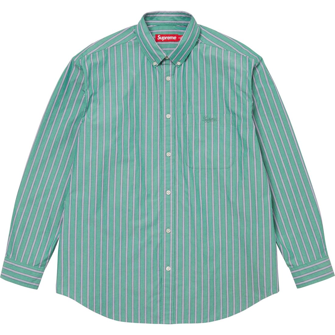 Details on Loose Fit Stripe Shirt Green from fall winter
                                                    2024 (Price is $148)