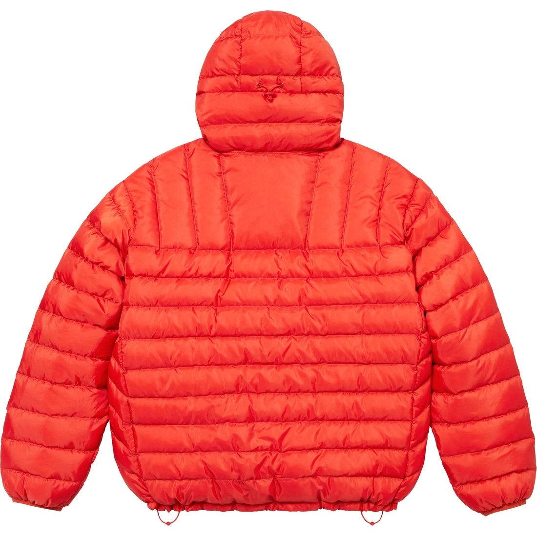 Details on Micro Down Half Zip Hooded Pullover Dark Orange from fall winter
                                                    2024 (Price is $238)