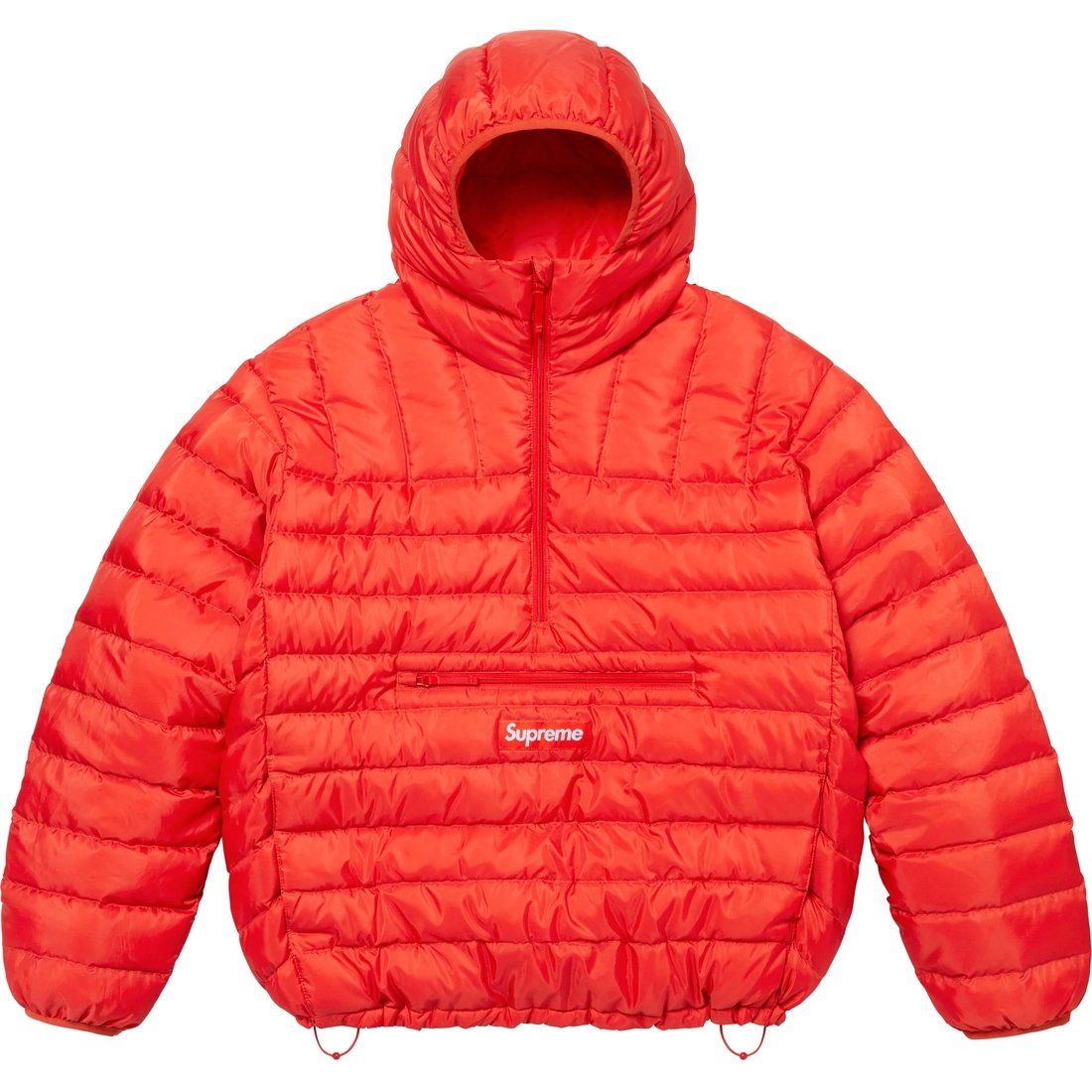 Details on Micro Down Half Zip Hooded Pullover Dark Orange from fall winter
                                                    2024 (Price is $238)