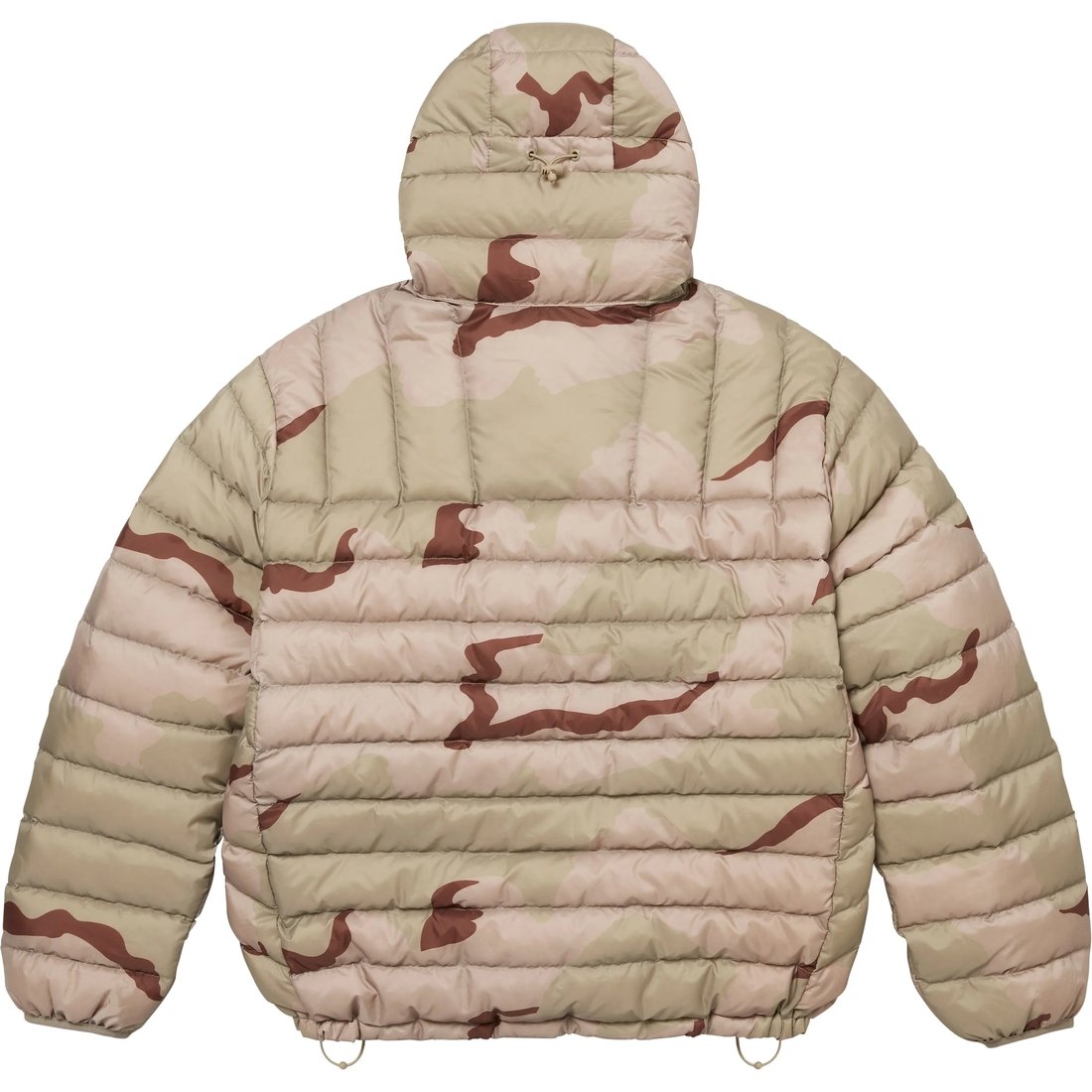 Details on Micro Down Half Zip Hooded Pullover Desert Camo from fall winter
                                                    2024 (Price is $238)