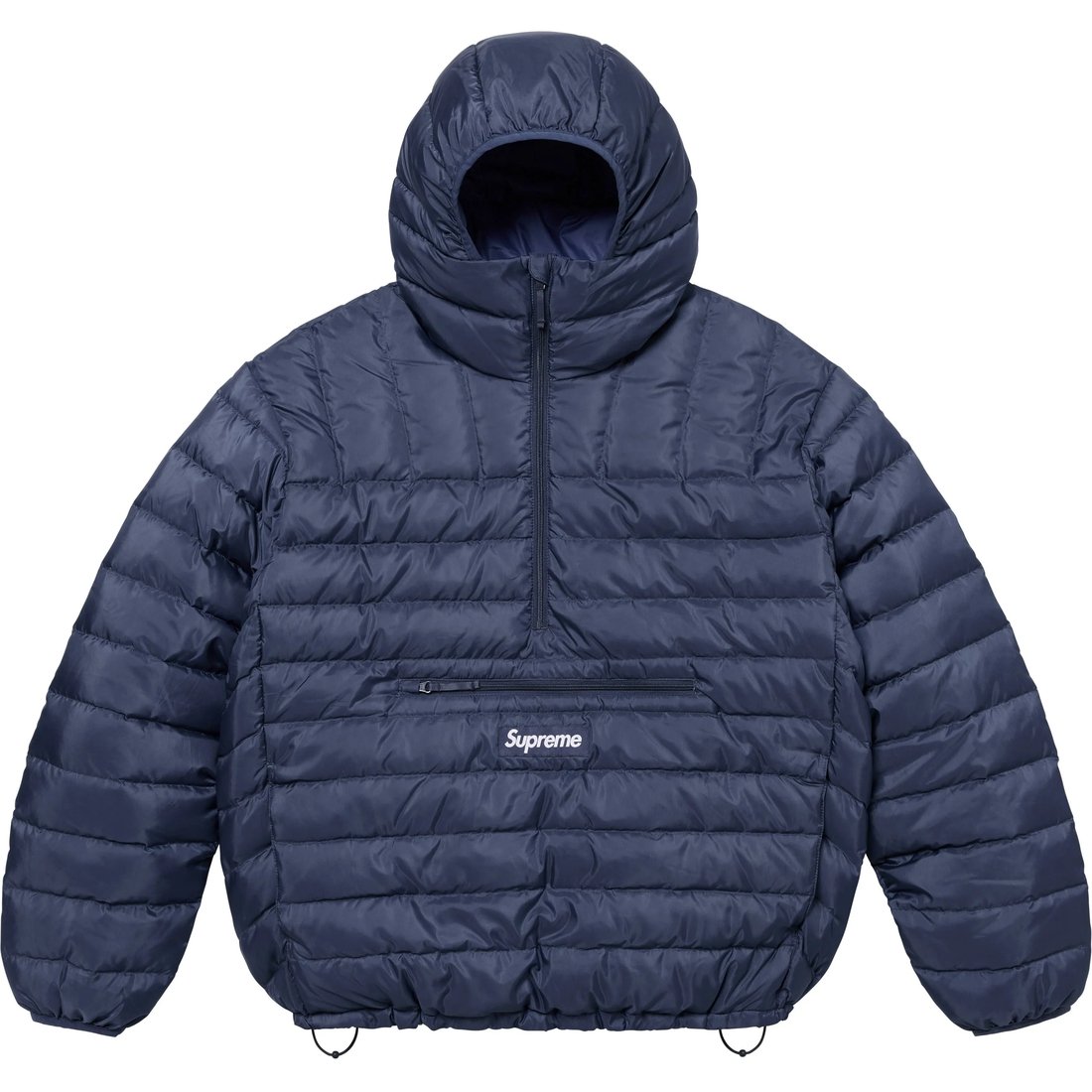 Details on Micro Down Half Zip Hooded Pullover Navy from fall winter
                                                    2024 (Price is $238)