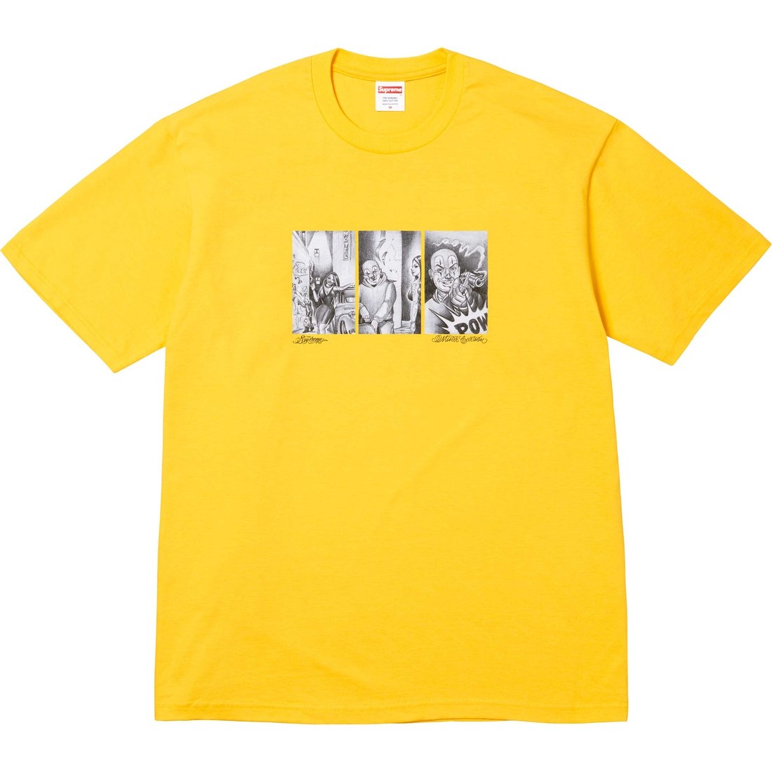 Details on Mister Cartoon Pow Tee Yellow from fall winter
                                                    2024 (Price is $40)