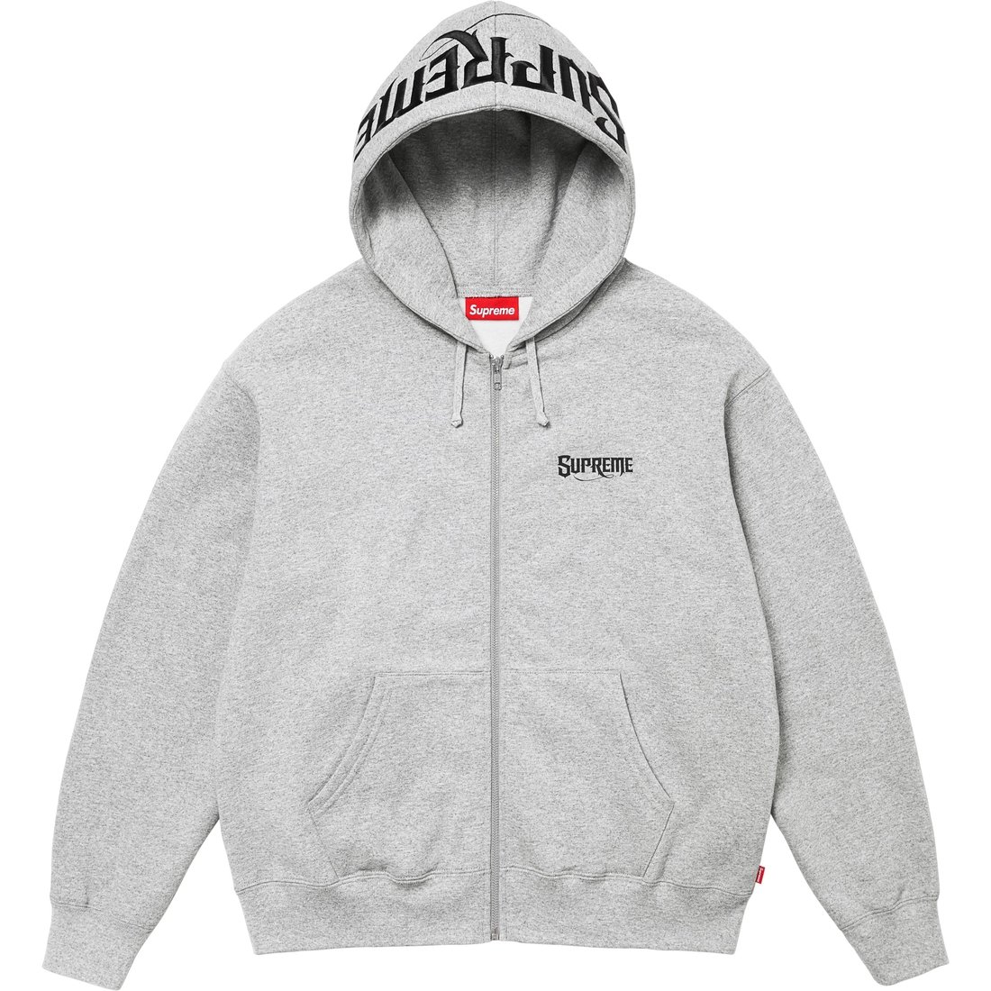 Details on Mister Cartoon Zip Up Hooded Sweatshirt Heather Grey from fall winter
                                                    2024 (Price is $178)