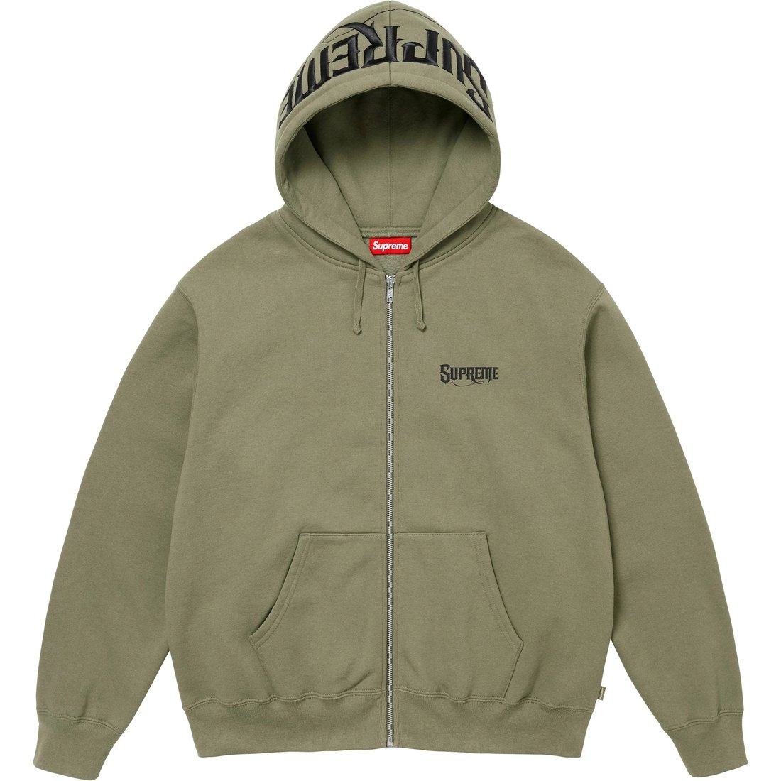 Details on Mister Cartoon Zip Up Hooded Sweatshirt Light Olive from fall winter
                                                    2024 (Price is $178)