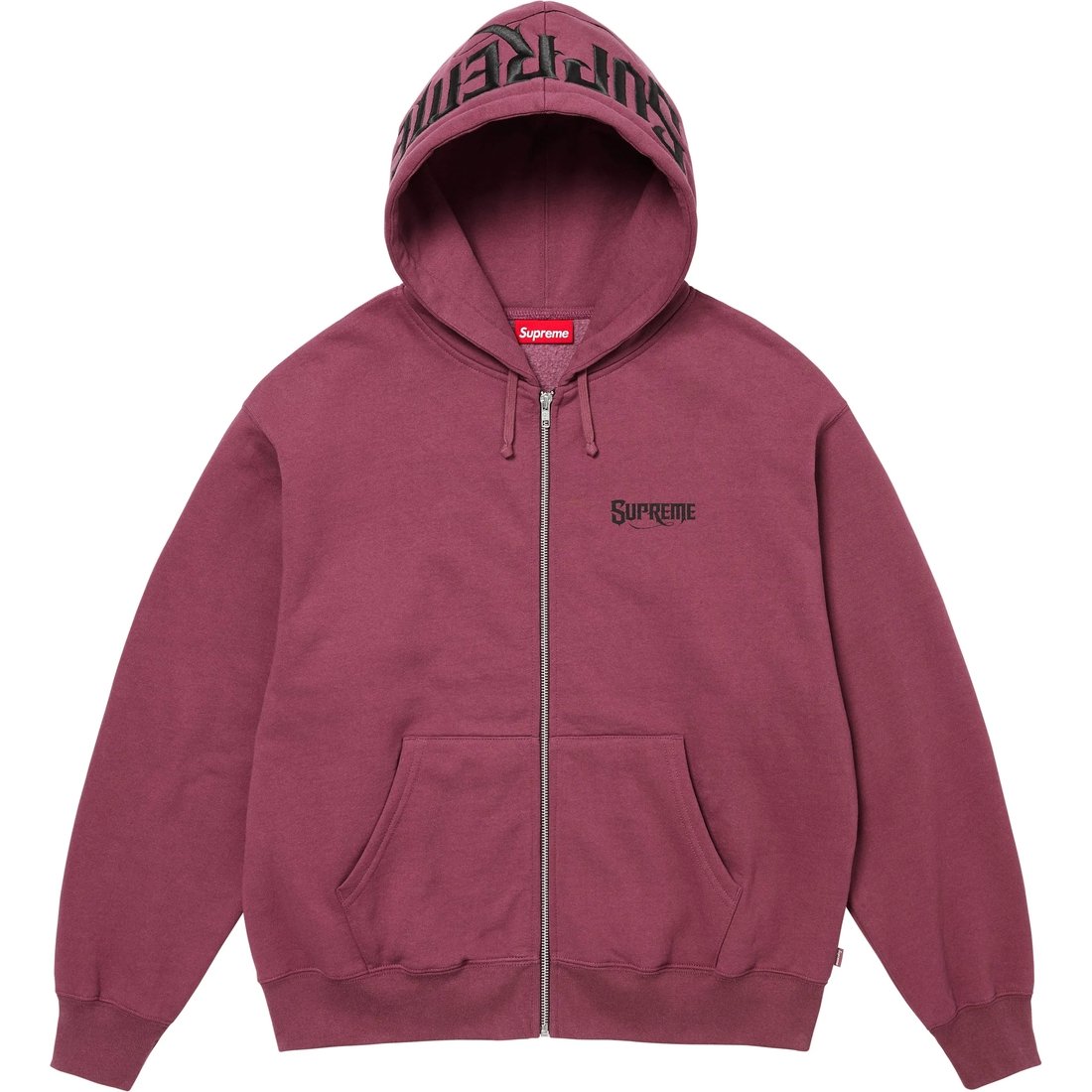 Details on Mister Cartoon Zip Up Hooded Sweatshirt Plum from fall winter
                                                    2024 (Price is $178)