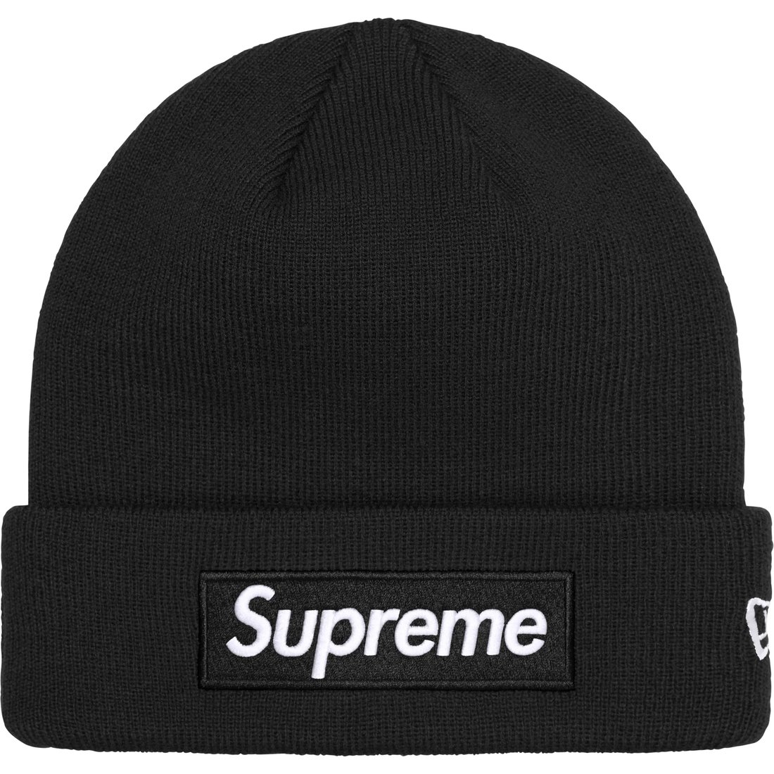 Details on New Era Box Logo Beanie Black from fall winter
                                                    2024 (Price is $44)