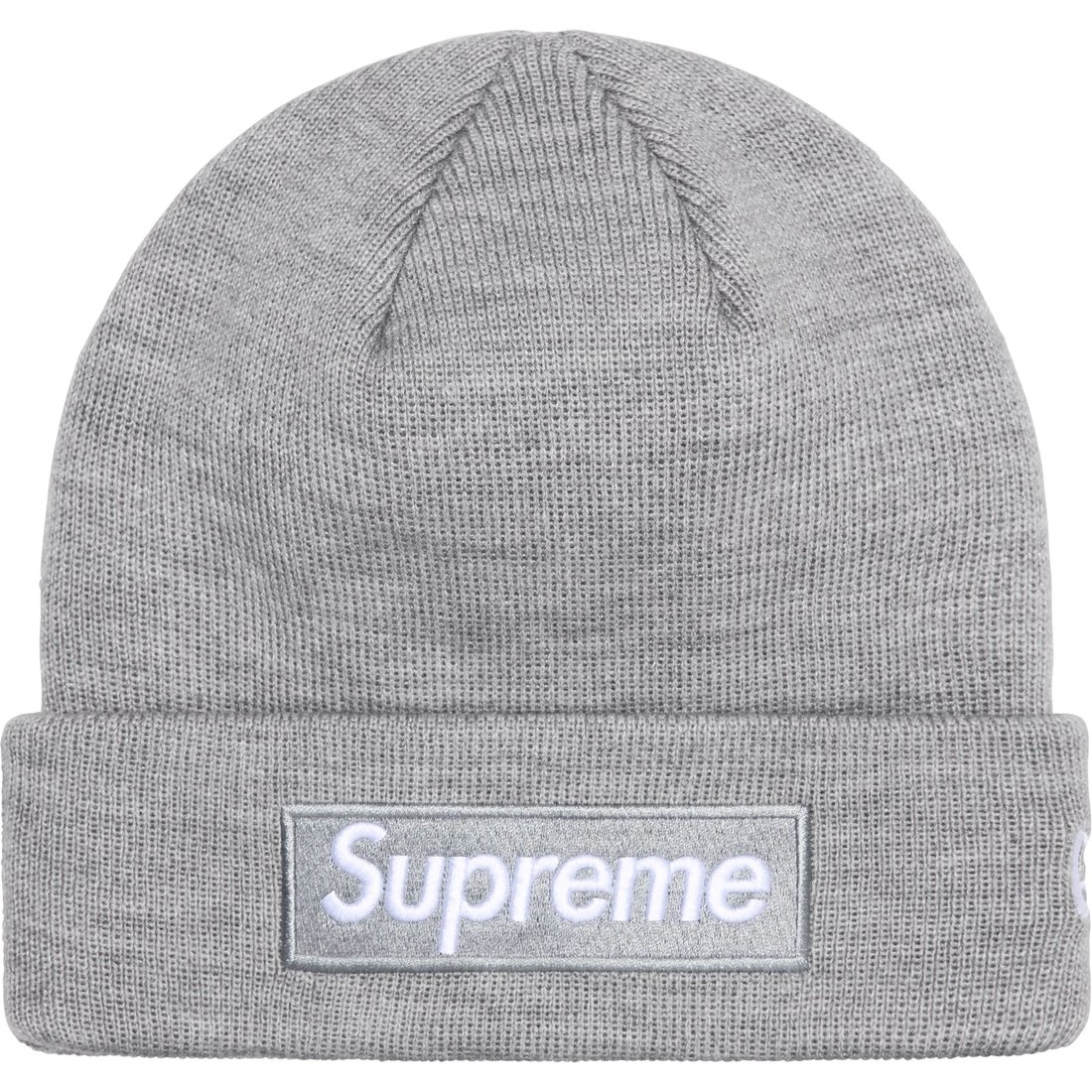 Details on New Era Box Logo Beanie Heather Grey from fall winter
                                                    2024 (Price is $44)