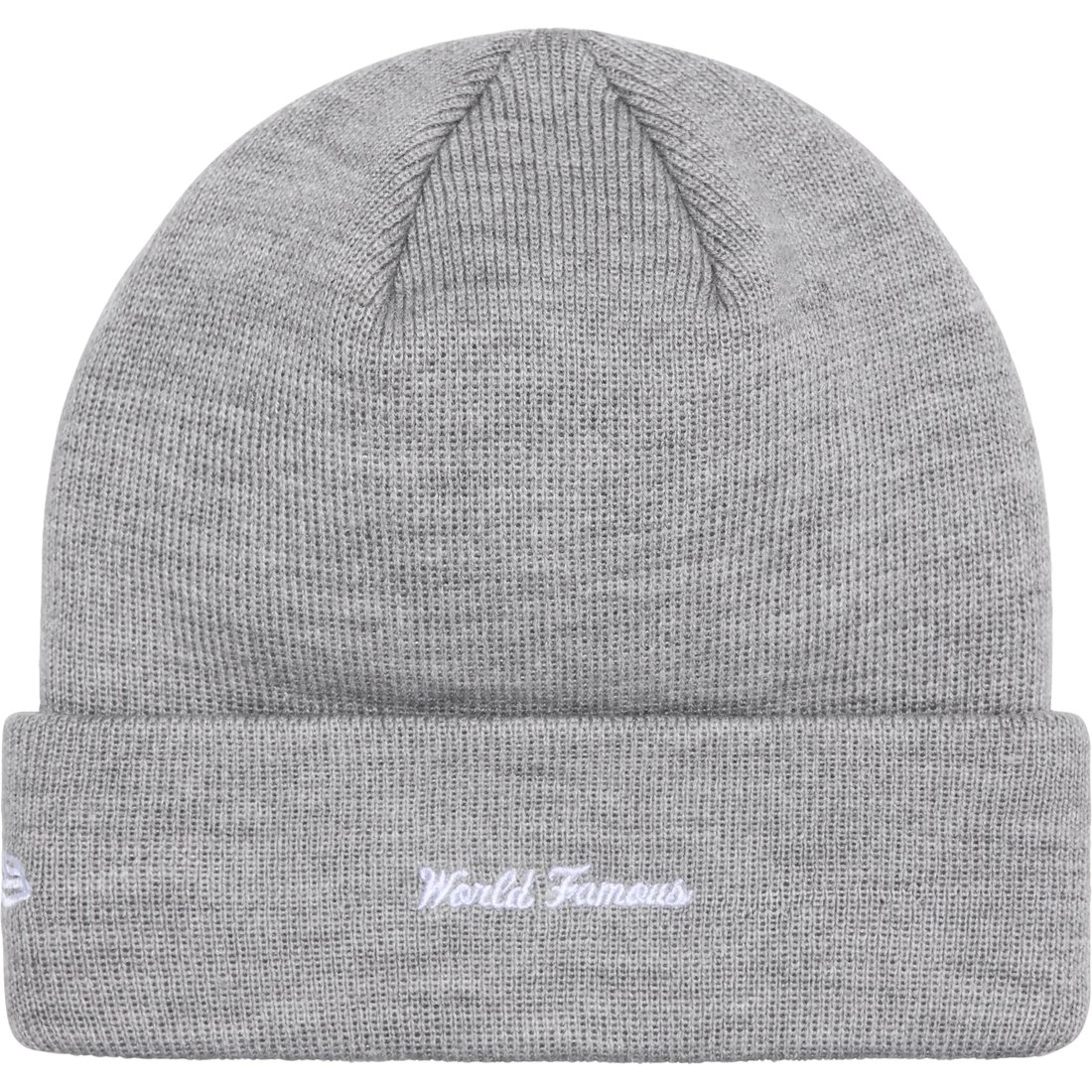 Details on New Era Box Logo Beanie Heather Grey from fall winter
                                                    2024 (Price is $44)