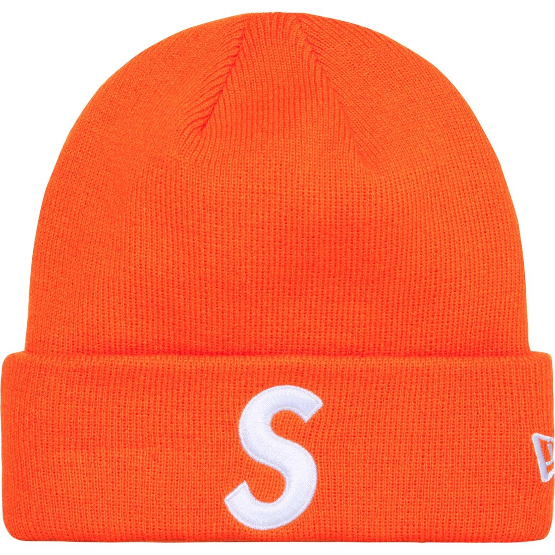 Details on New Era S Logo Beanie Orange from fall winter
                                                    2024 (Price is $40)