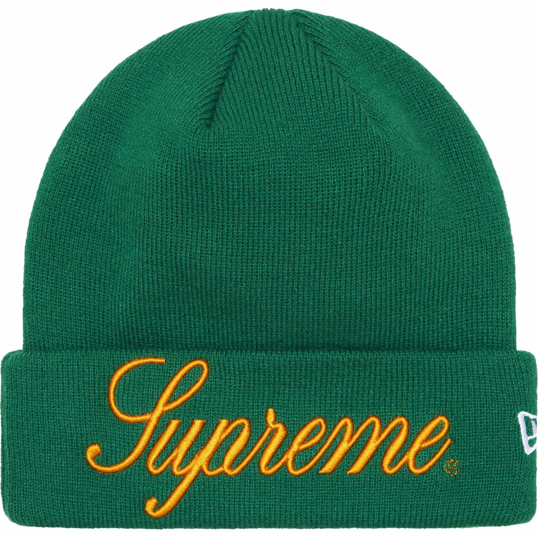 Details on New Era Script Beanie Green from fall winter
                                                    2024 (Price is $40)