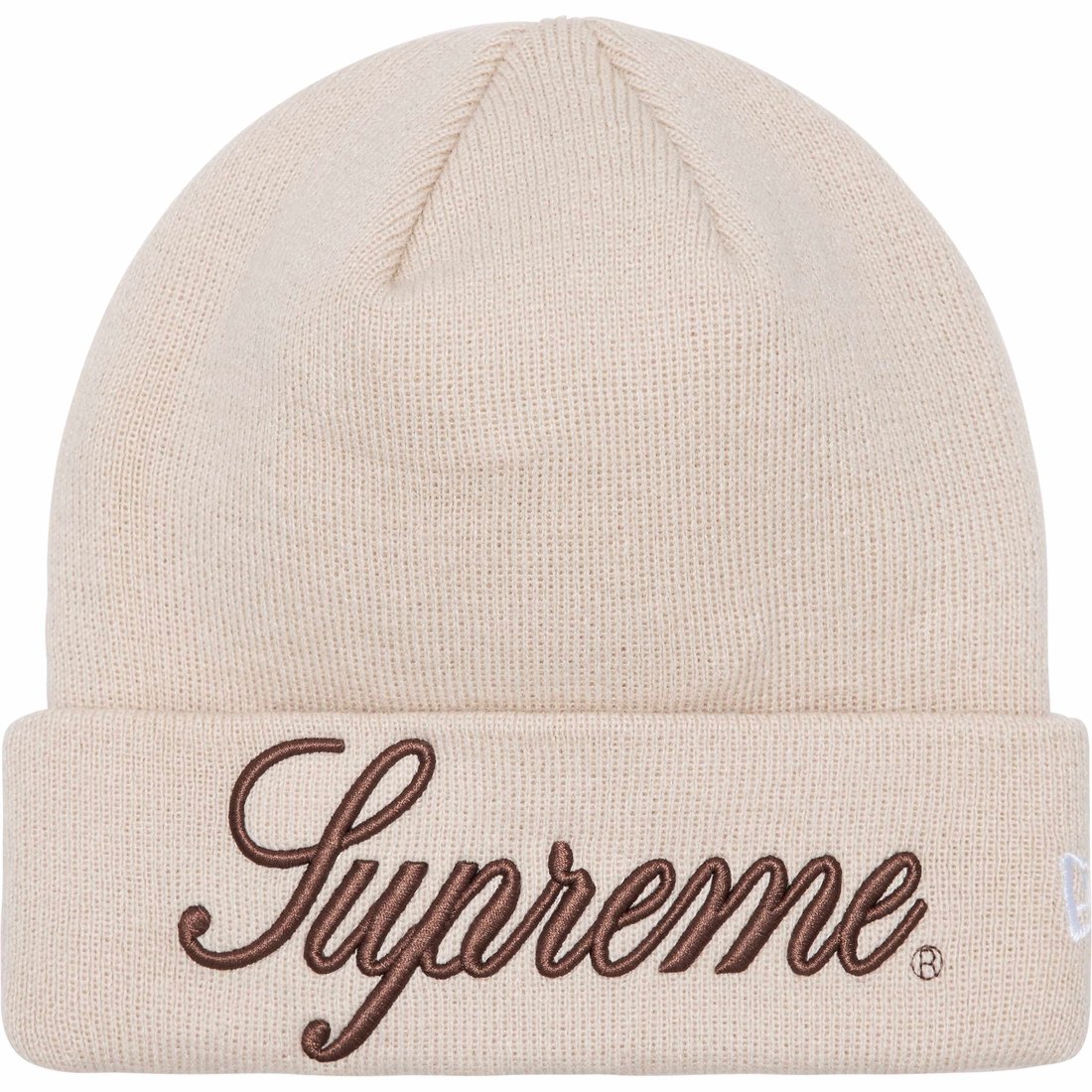 Details on New Era Script Beanie Stone from fall winter
                                                    2024 (Price is $40)