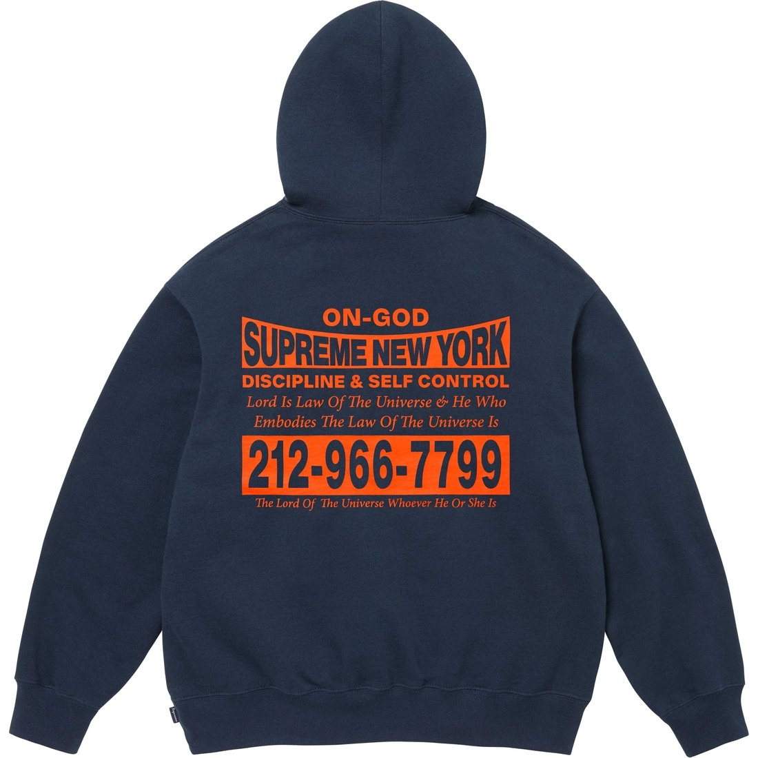 Details on On God Hooded Sweatshirt Navy from fall winter
                                                    2024 (Price is $158)