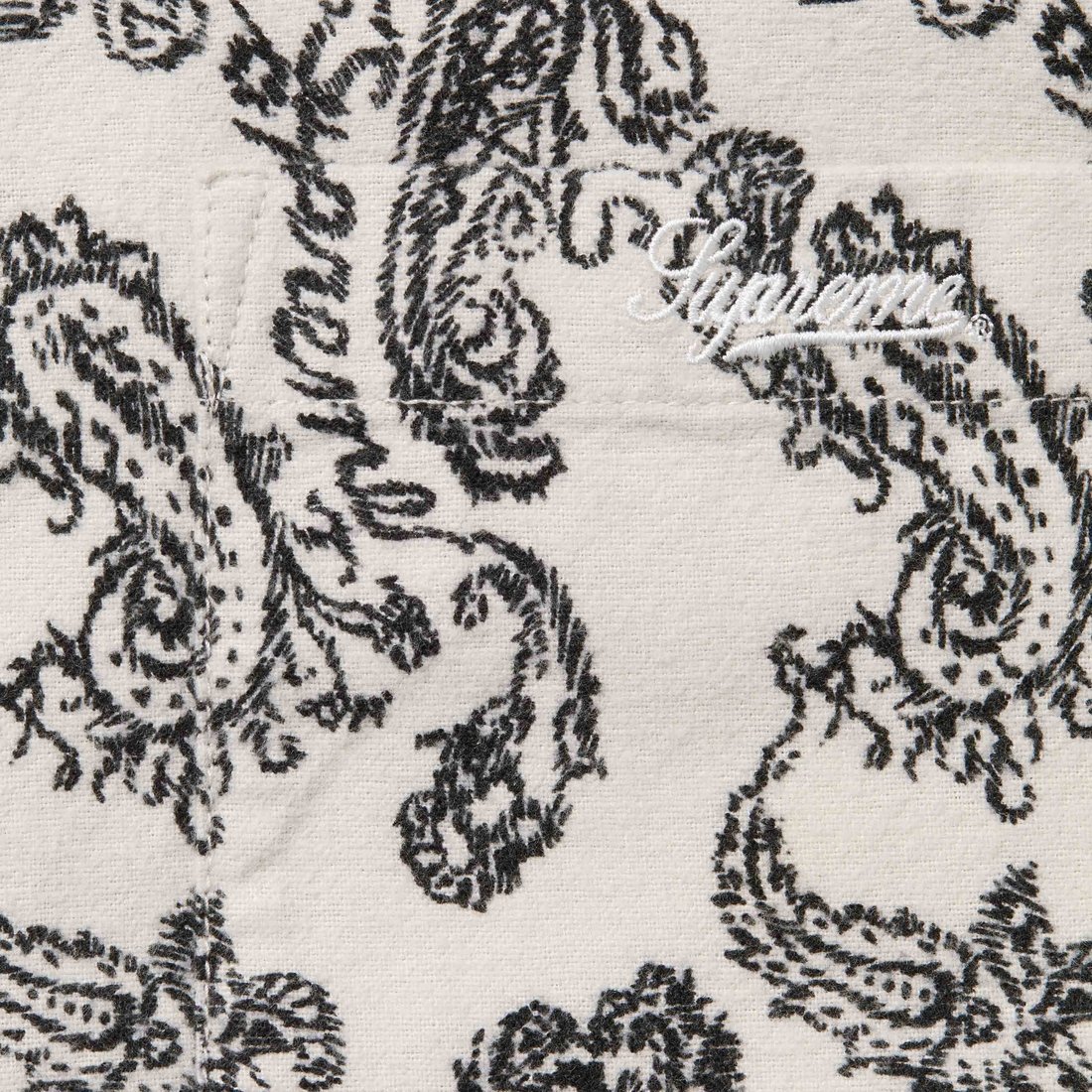 Details on Paisley Flannel Shirt White from fall winter
                                                    2024 (Price is $148)