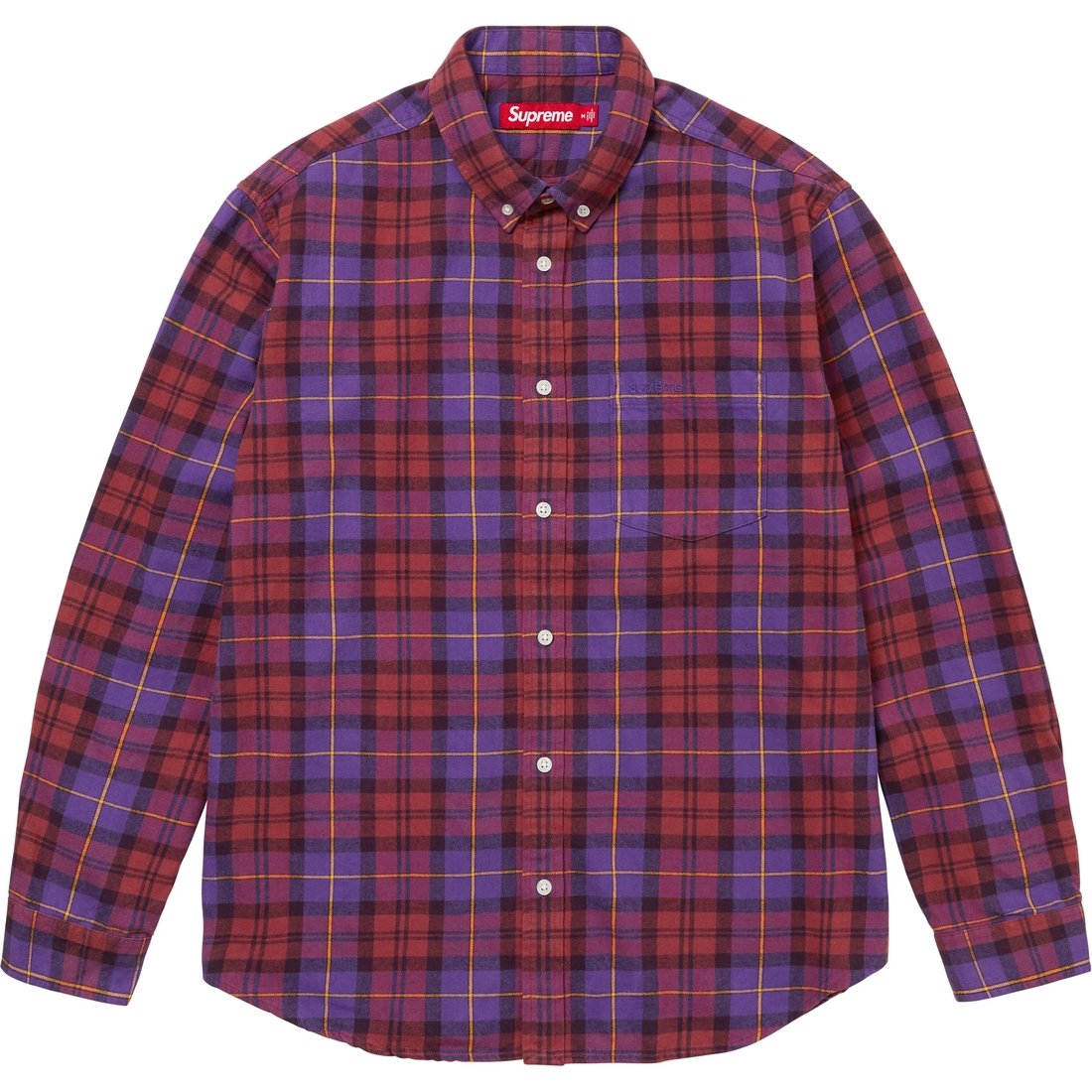 Details on Plaid Flannel Shirt Purple from fall winter
                                                    2024 (Price is $138)