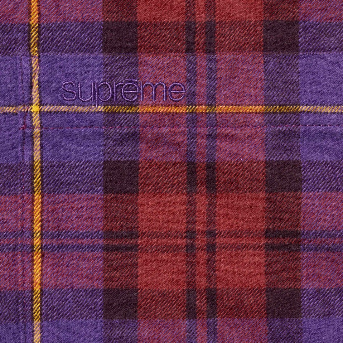 Details on Plaid Flannel Shirt Purple from fall winter
                                                    2024 (Price is $138)