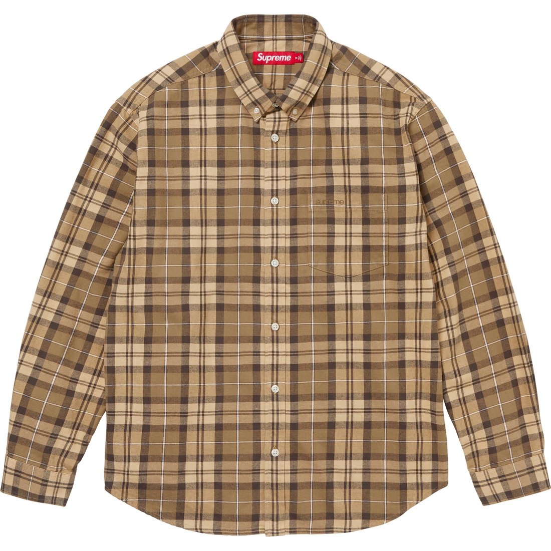 Details on Plaid Flannel Shirt Tan from fall winter
                                                    2024 (Price is $138)