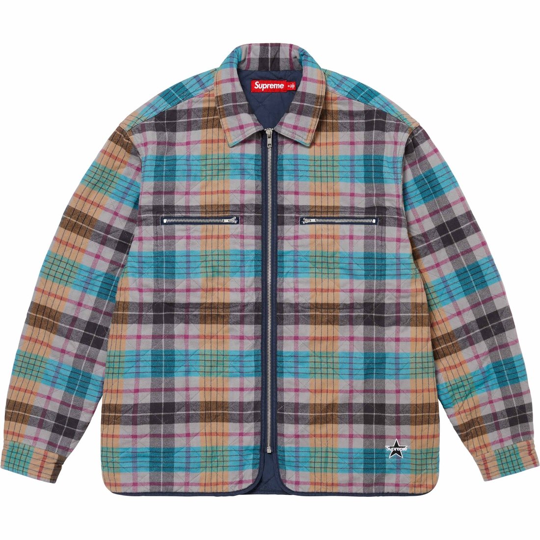 Details on Quilted Flannel Zip Up Shirt Multicolor from fall winter
                                                    2024 (Price is $168)