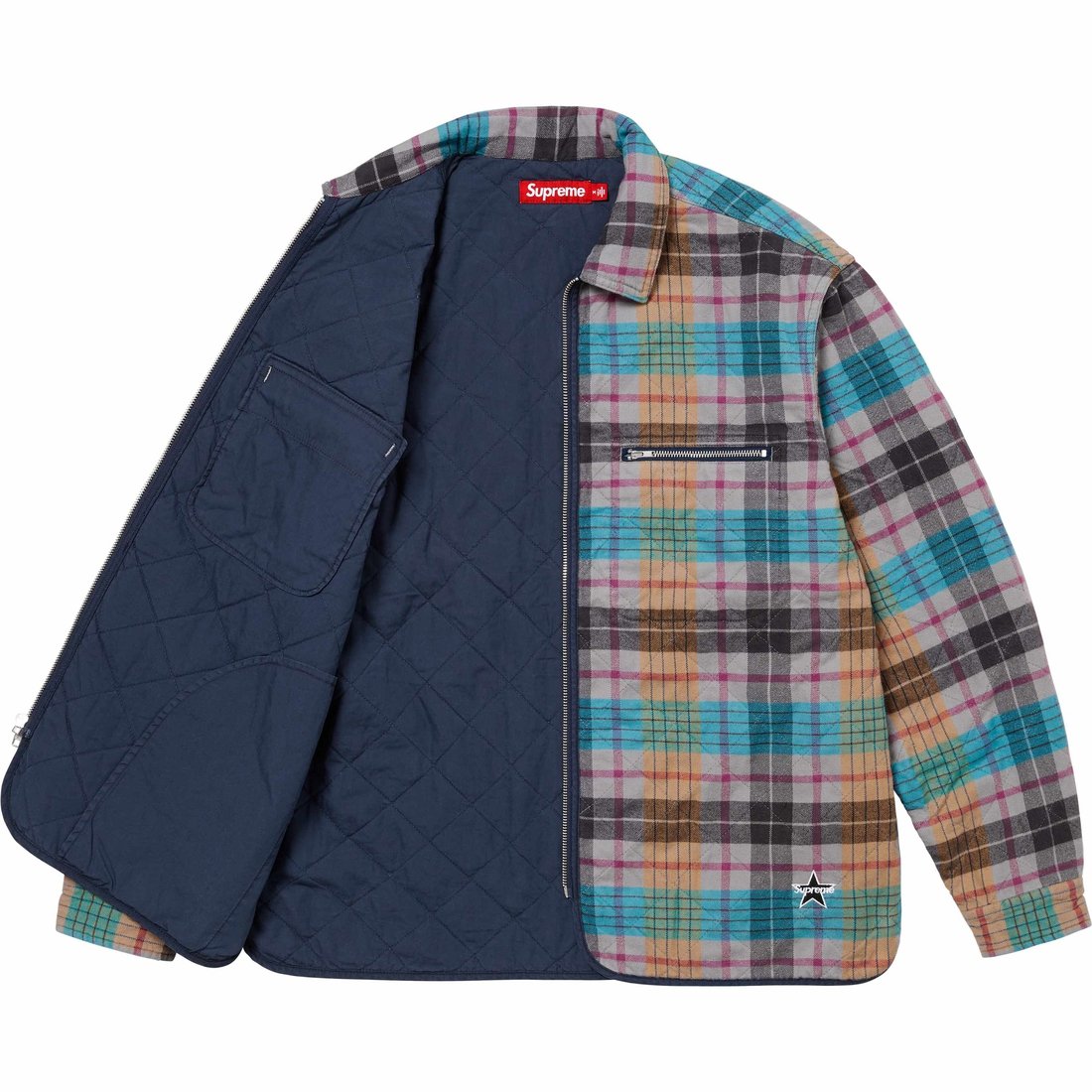 Details on Quilted Flannel Zip Up Shirt Multicolor from fall winter
                                                    2024 (Price is $168)