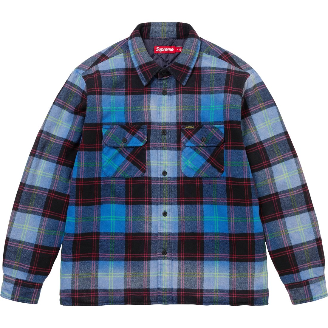 Details on Quilted Plaid Shirt Blue from fall winter
                                                    2024 (Price is $158)