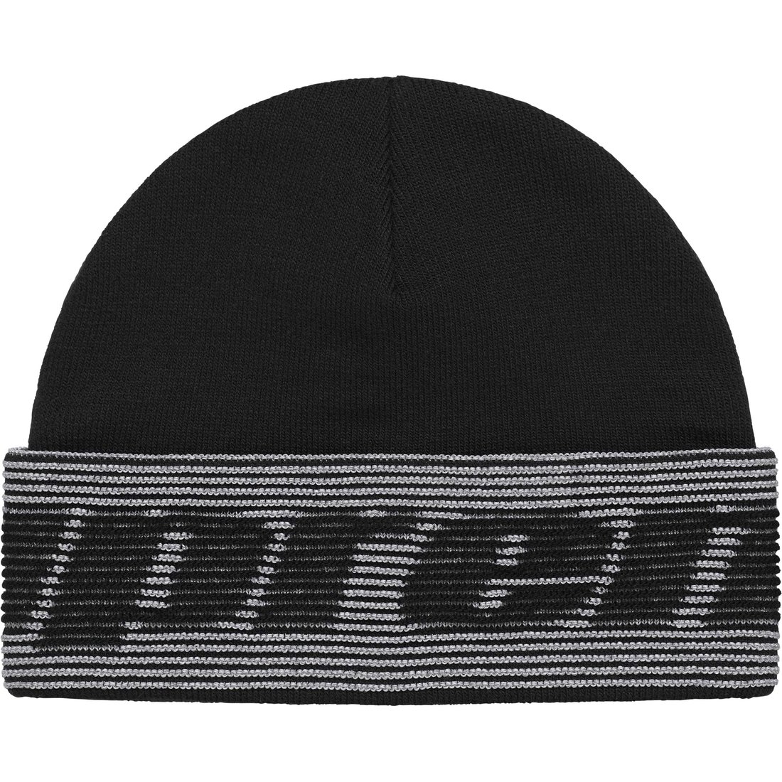 Details on Reflective Jacquard Beanie Black from fall winter
                                                    2024 (Price is $40)