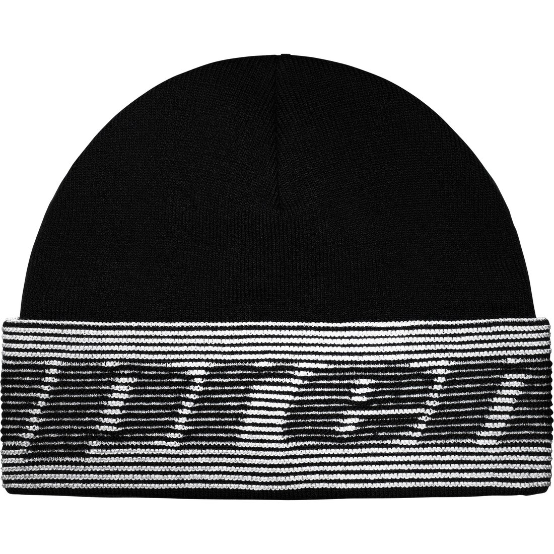 Details on Reflective Jacquard Beanie Black from fall winter
                                                    2024 (Price is $40)