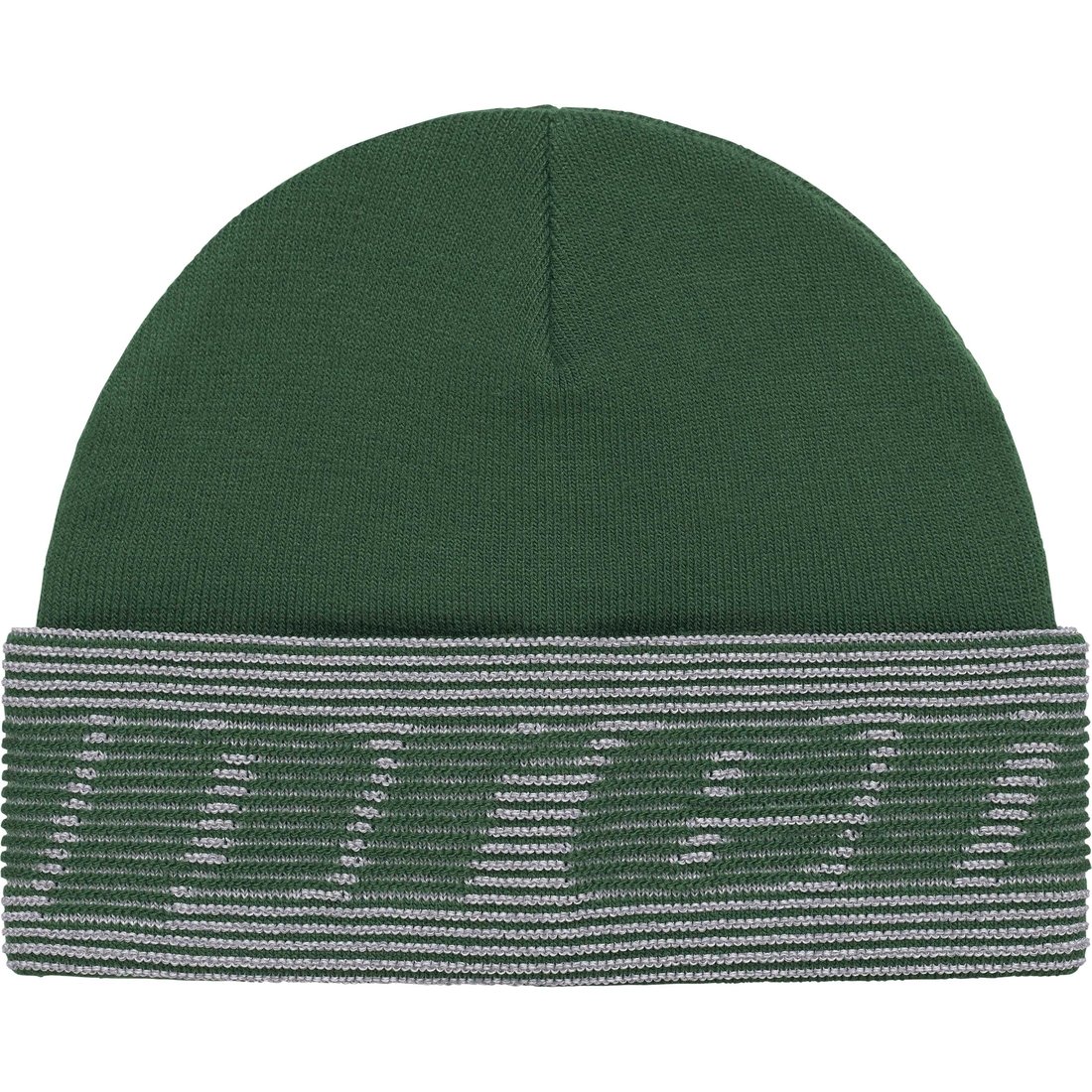 Details on Reflective Jacquard Beanie Dark Green from fall winter
                                                    2024 (Price is $40)