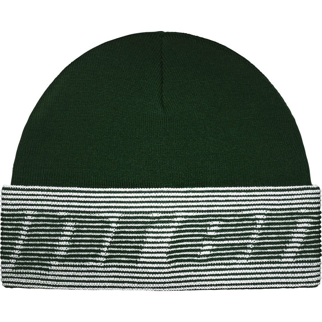 Details on Reflective Jacquard Beanie Dark Green from fall winter
                                                    2024 (Price is $40)