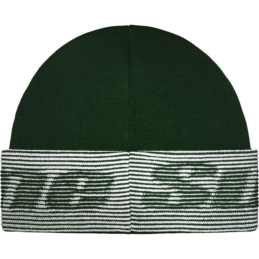 Details on Reflective Jacquard Beanie Dark Green from fall winter
                                                    2024 (Price is $40)