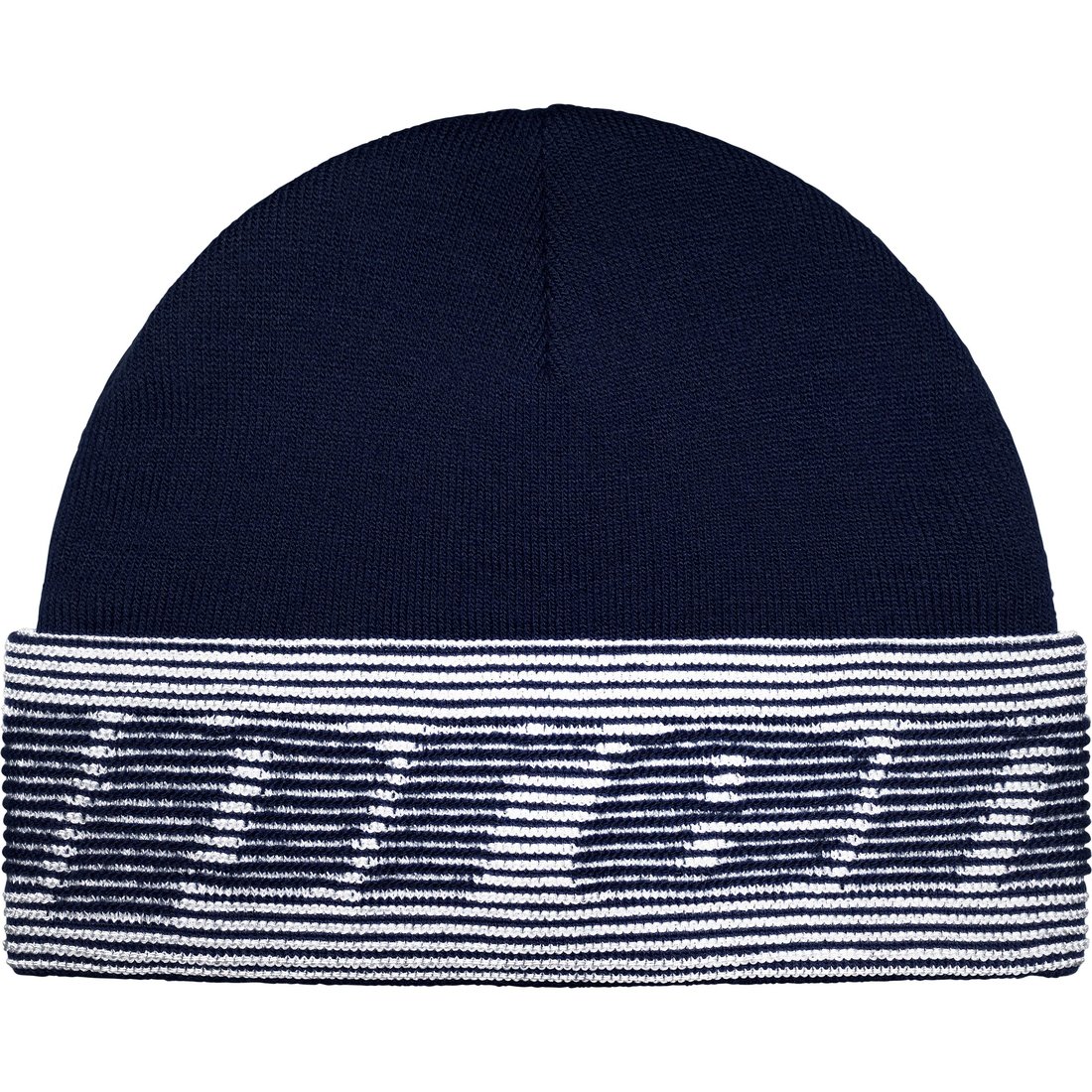 Details on Reflective Jacquard Beanie Navy from fall winter
                                                    2024 (Price is $40)