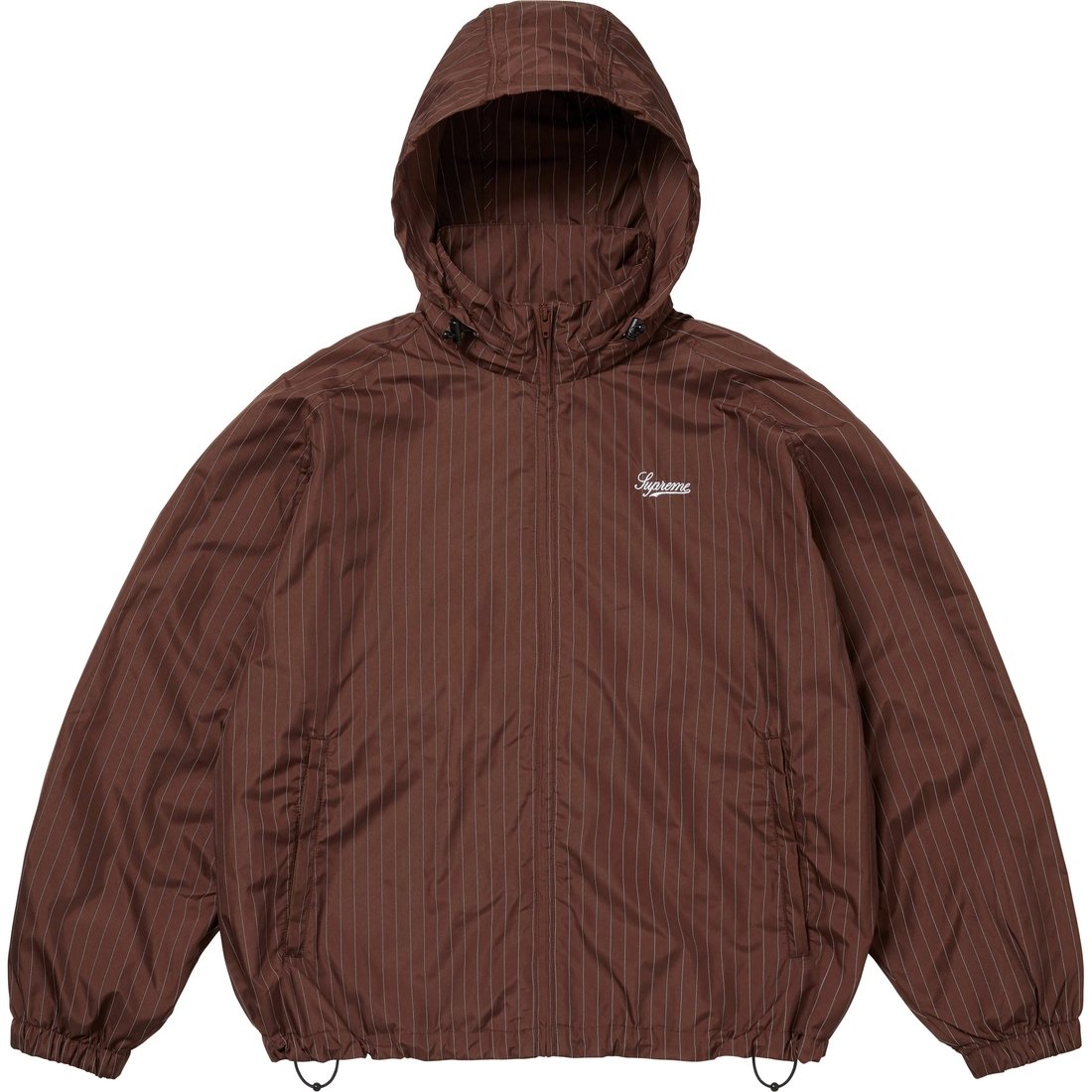 Details on Reflective Pinstripe Track Jacket Brown from fall winter
                                                    2024 (Price is $178)