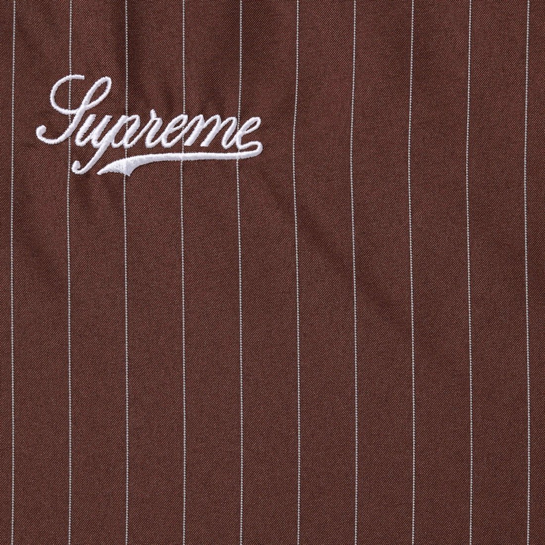 Details on Reflective Pinstripe Track Jacket Brown from fall winter
                                                    2024 (Price is $178)