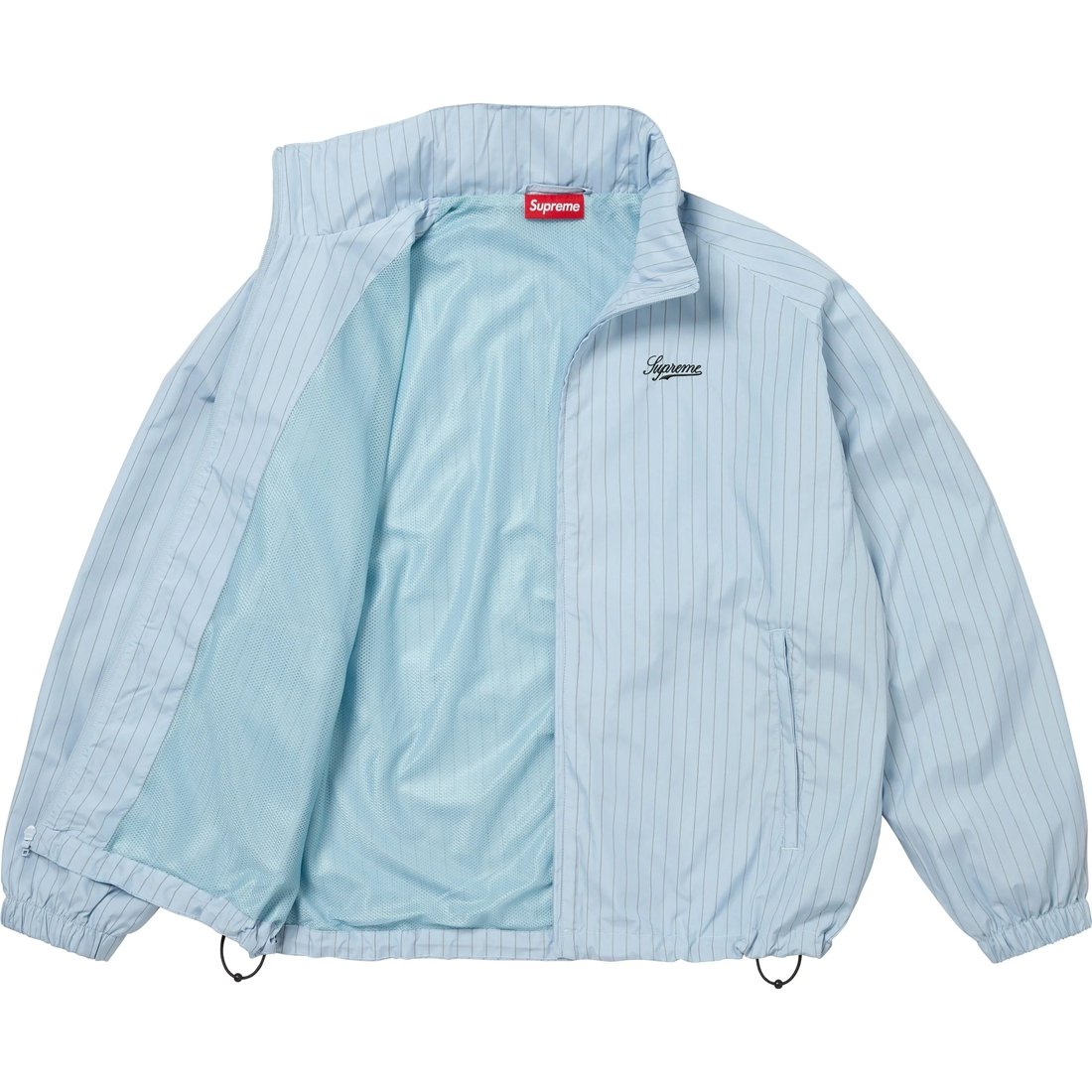 Details on Reflective Pinstripe Track Jacket Light Blue from fall winter
                                                    2024 (Price is $178)