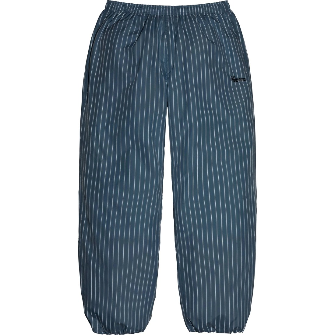 Details on Reflective Pinstripe Track Pant Light Blue from fall winter
                                                    2024 (Price is $148)