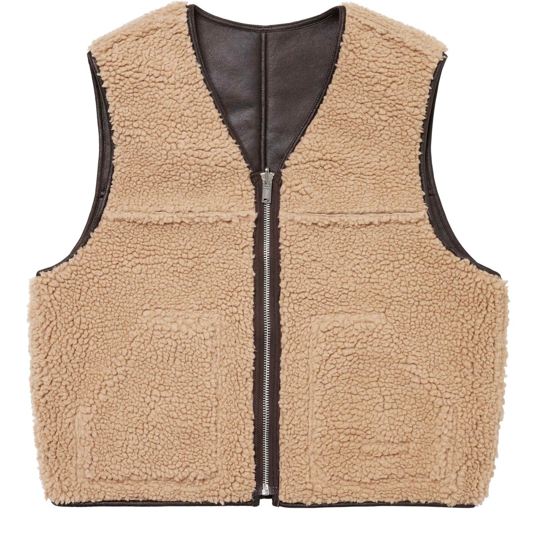 Details on Reversible Faux Shearling Vest Brown from fall winter
                                                    2024 (Price is $188)