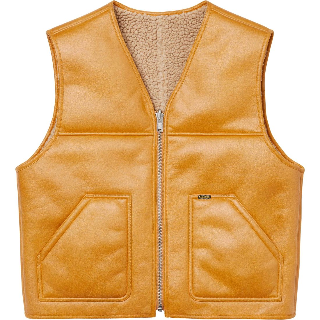 Details on Reversible Faux Shearling Vest Yellow from fall winter
                                                    2024 (Price is $188)