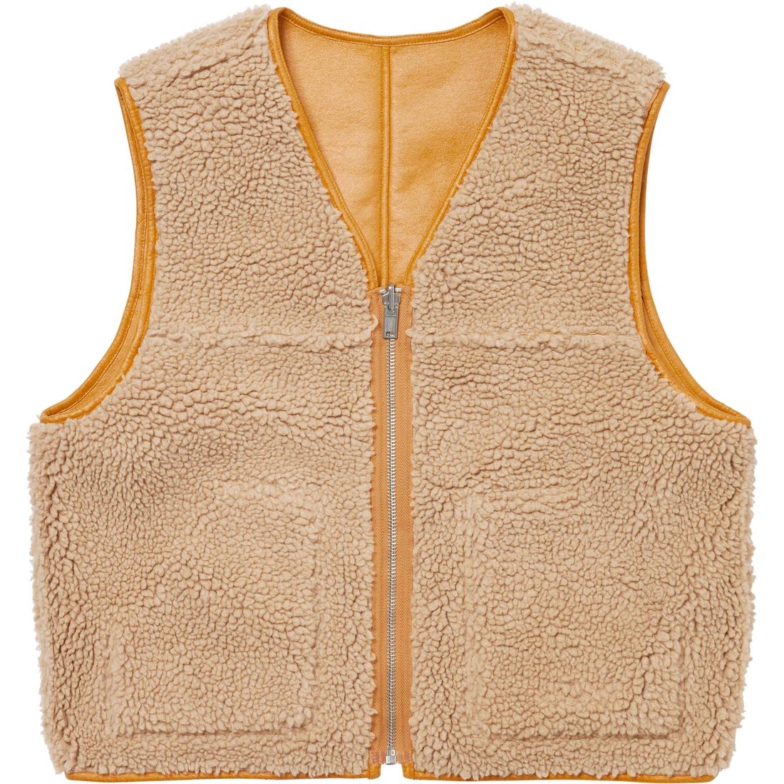 Details on Reversible Faux Shearling Vest Yellow from fall winter
                                                    2024 (Price is $188)