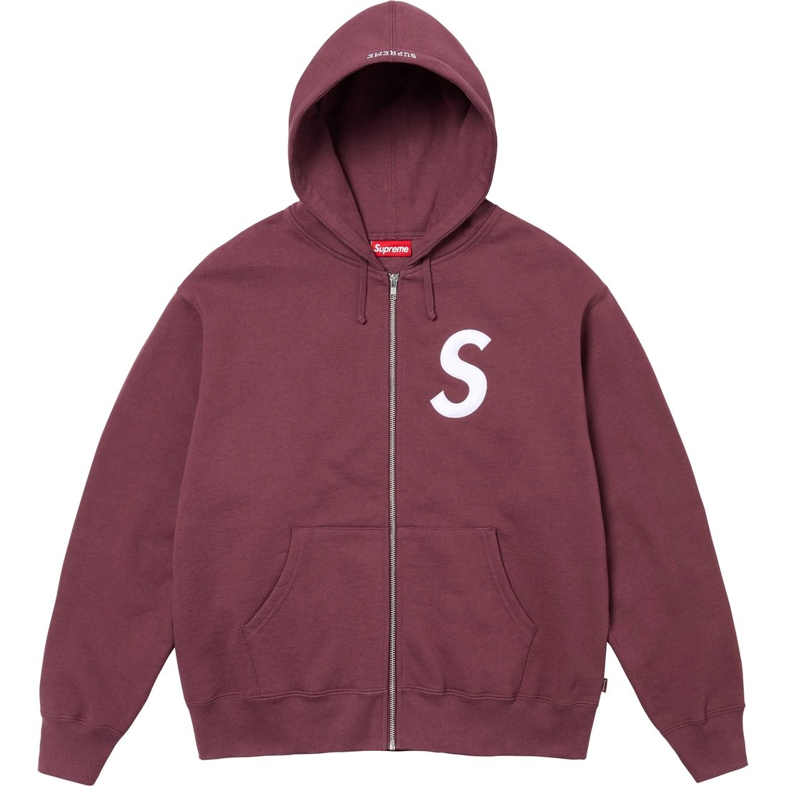 Details on S Logo Zip Up Hooded Sweatshirt Maroon from fall winter
                                                    2024 (Price is $168)