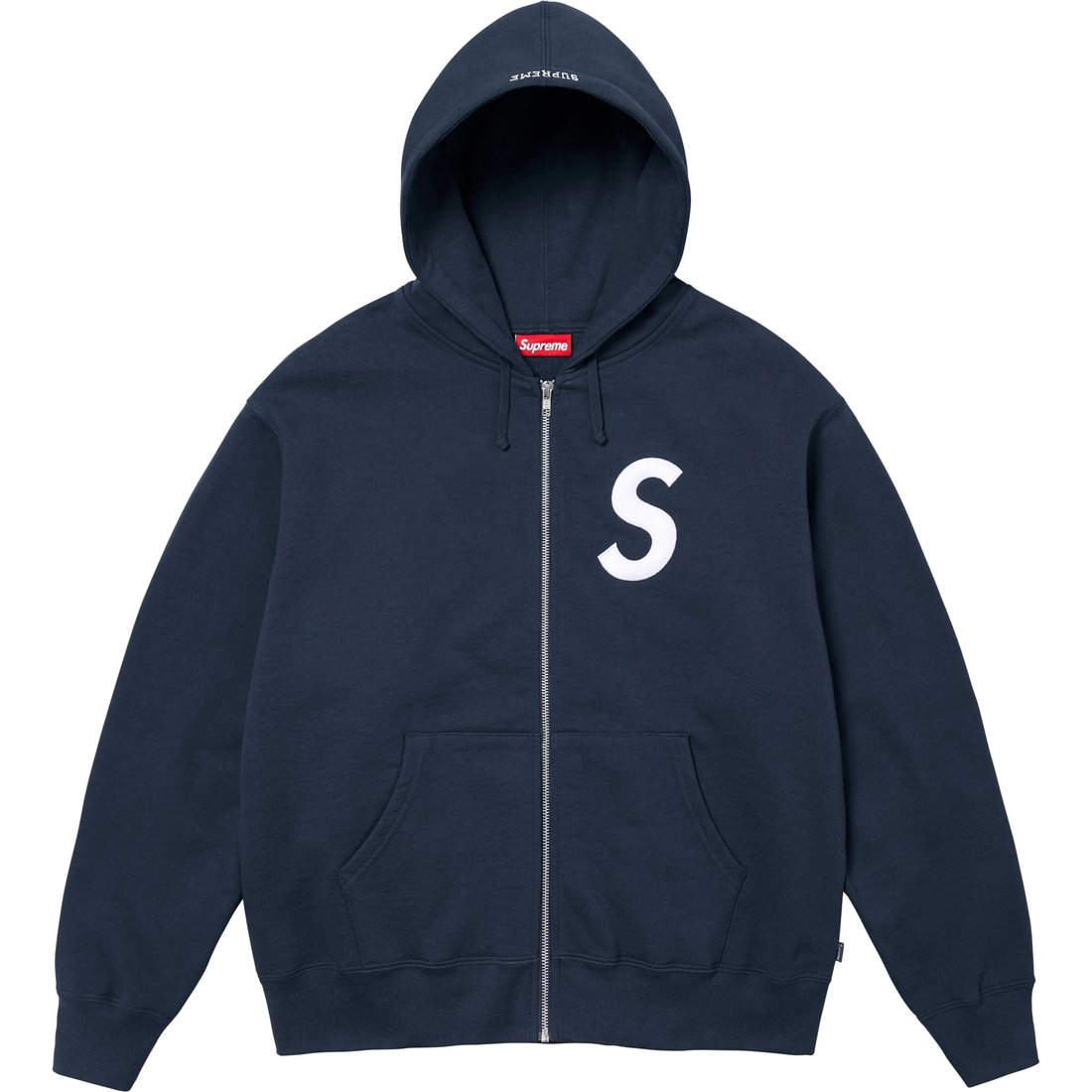 Details on S Logo Zip Up Hooded Sweatshirt Navy from fall winter
                                                    2024 (Price is $168)