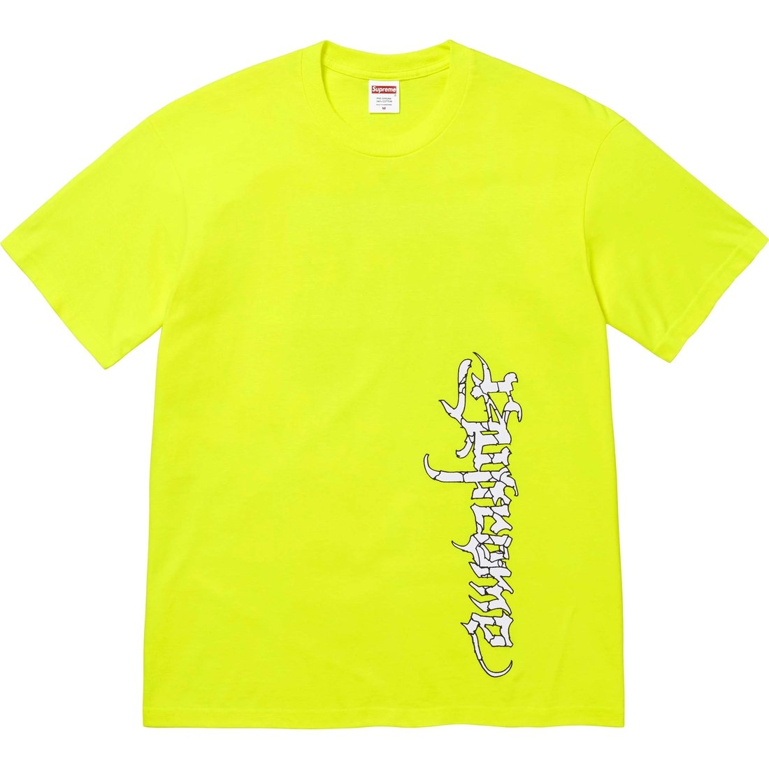 Details on Satan Tee Fluorescent Yellow from fall winter
                                                    2024 (Price is $40)