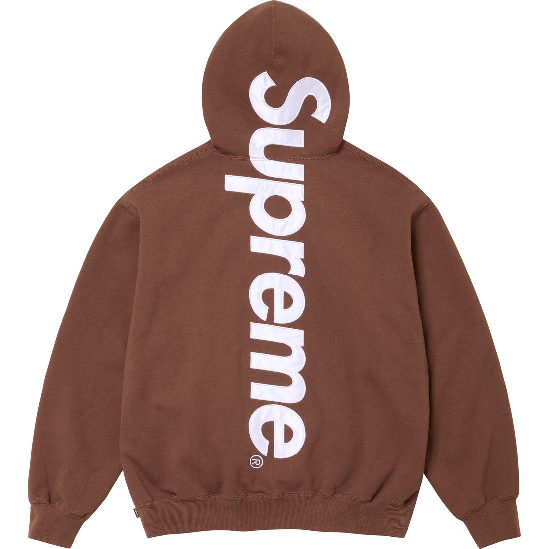 Details on Satin Appliqué Hooded Sweatshirt Brown from fall winter
                                                    2024 (Price is $158)