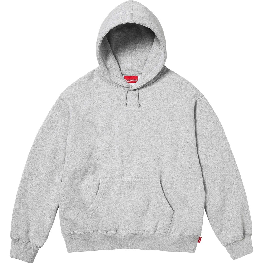 Details on Satin Appliqué Hooded Sweatshirt Heather Grey from fall winter
                                                    2024 (Price is $158)