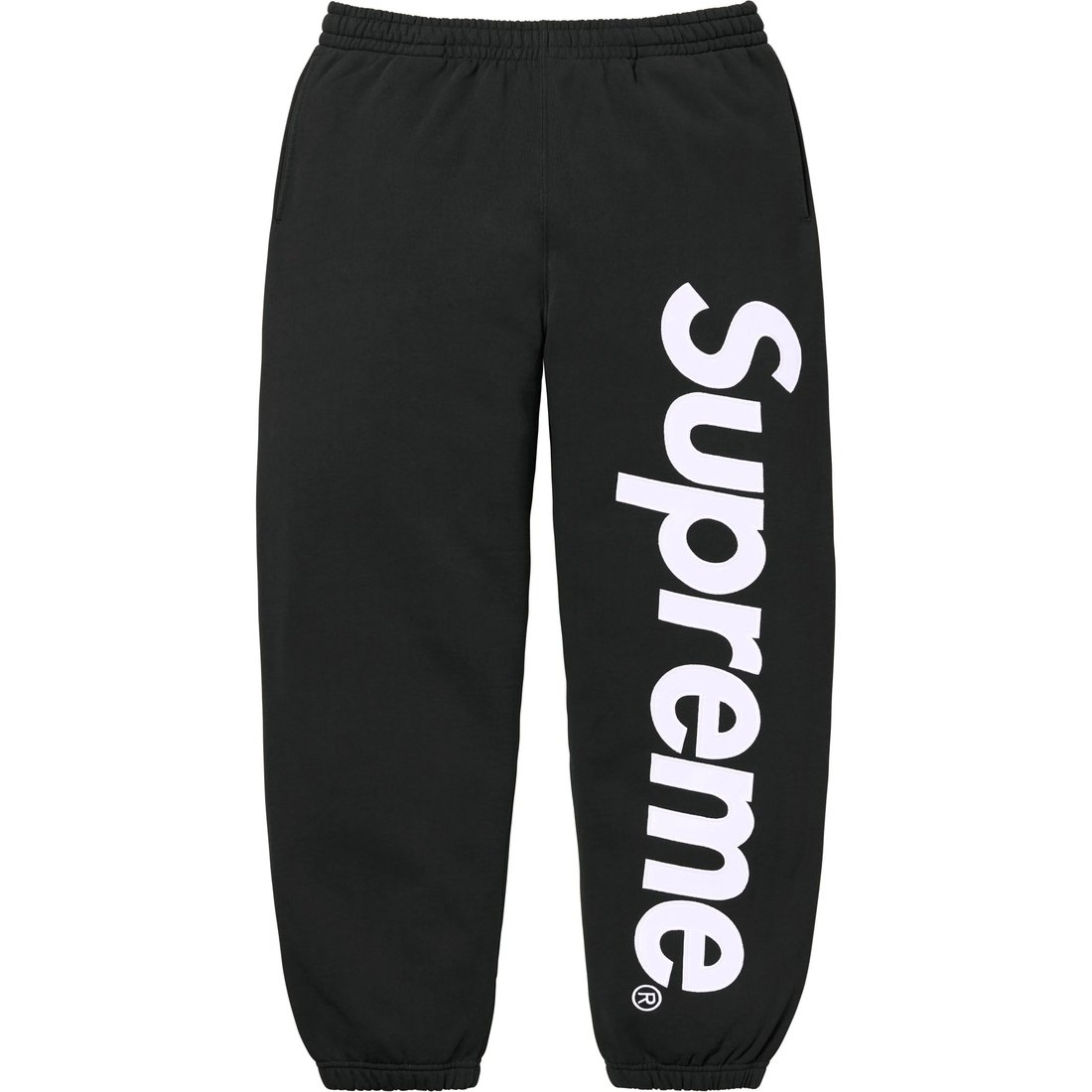 Details on Satin Appliqué Sweatpant Black from fall winter
                                                    2024 (Price is $148)