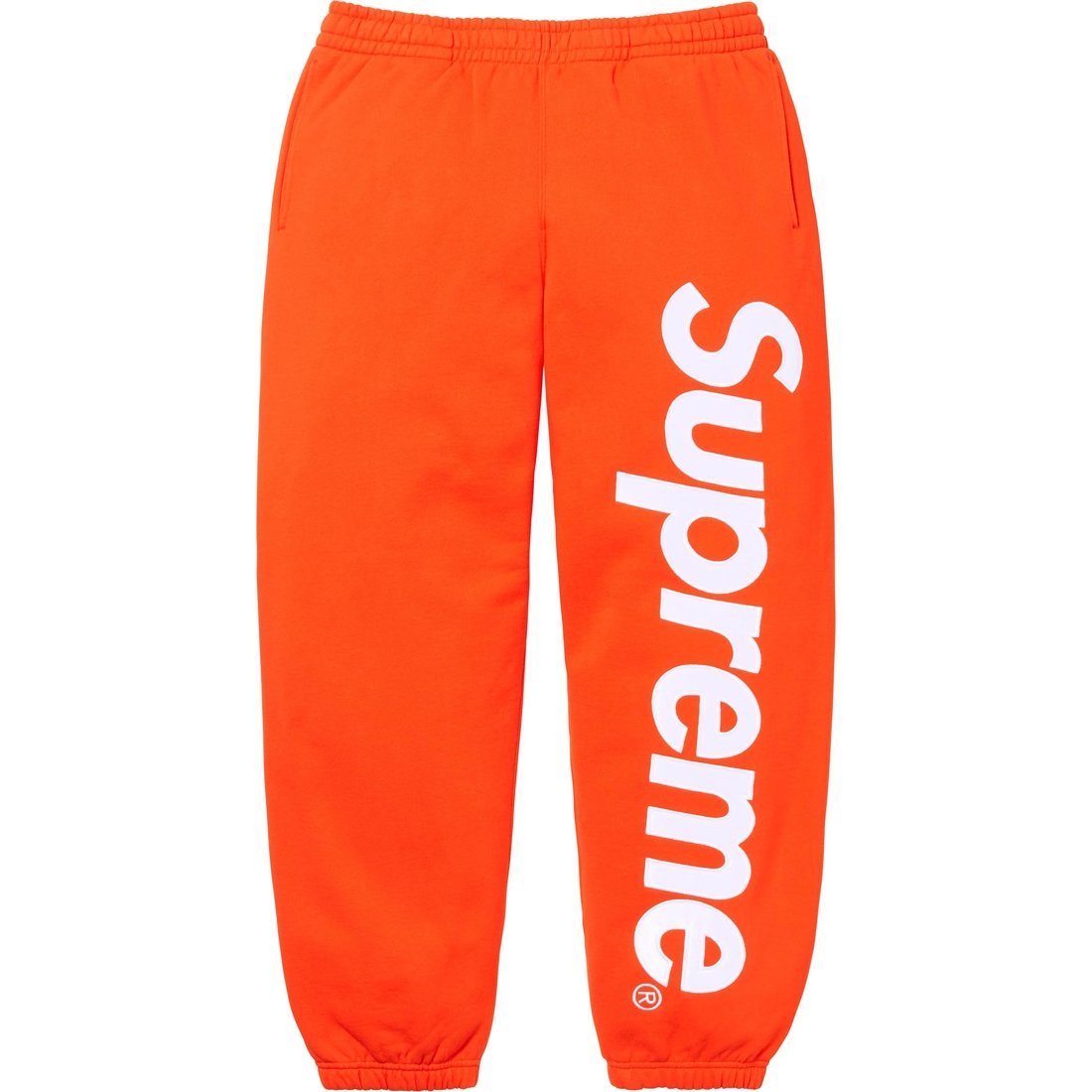 Details on Satin Appliqué Sweatpant Bright Orange from fall winter
                                                    2024 (Price is $148)