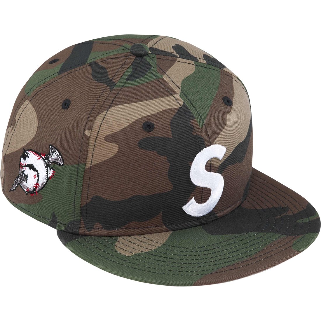 Details on Screw Ball S Logo New Era Woodland Camo from fall winter
                                                    2024 (Price is $54)