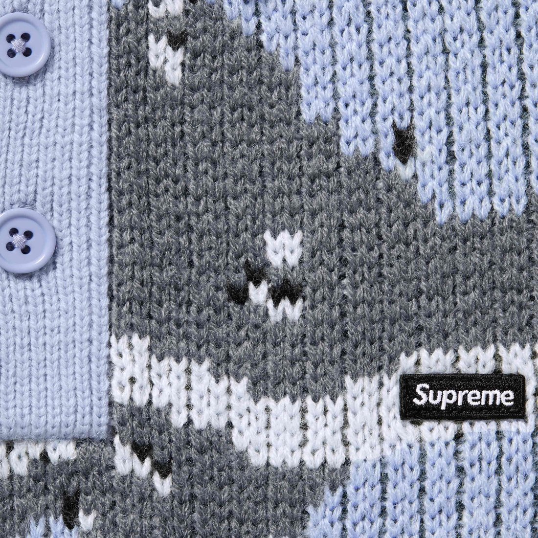 Details on Small Box Polo Sweater Blue Camo from fall winter
                                                    2024 (Price is $148)