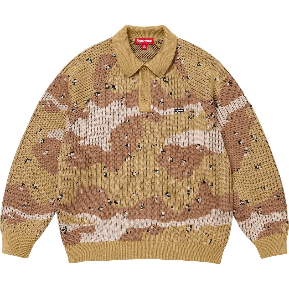 Details on Small Box Polo Sweater Desert Camo from fall winter
                                                    2024 (Price is $148)