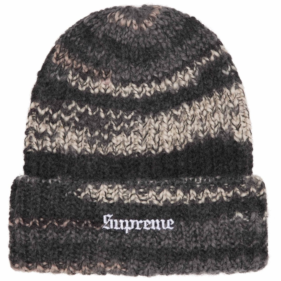 Details on Space Dye Stripe Beanie Black from fall winter
                                                    2024 (Price is $44)